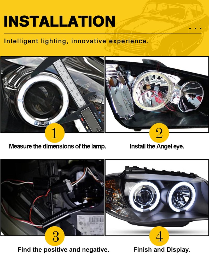 Qasim 1-Pair White 70MM 60SMD COB LED Halo Ring Angel Eyes Car LED Fog Light DRL with lampshade Cover 12V 24V DC - Image 5